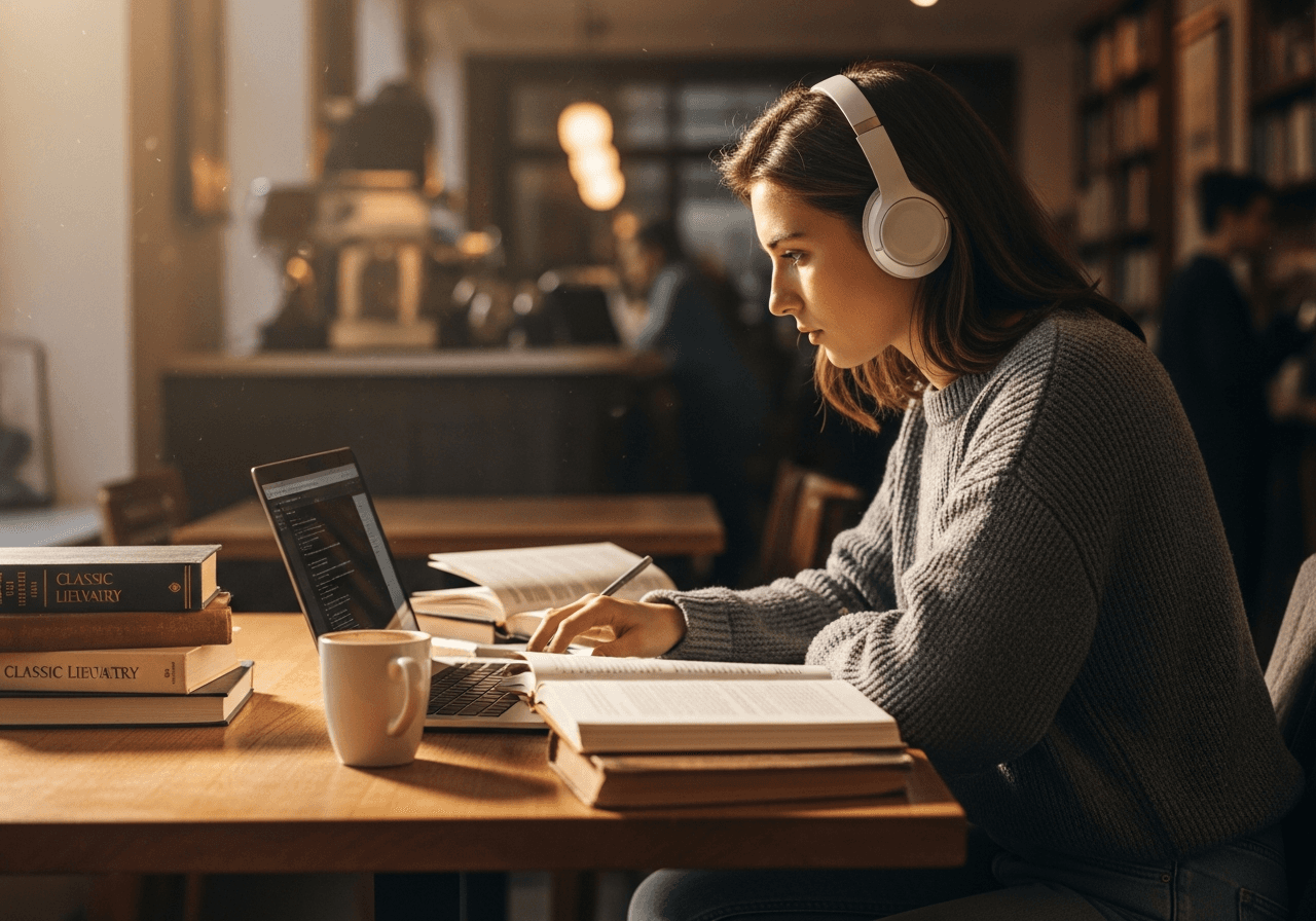 Student studying